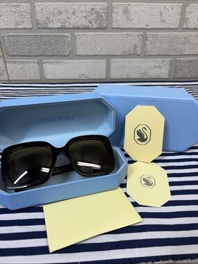 Swarovski SK6001 Oversized Sunglasses Havana Tortoiseshell with Polorized Lenses